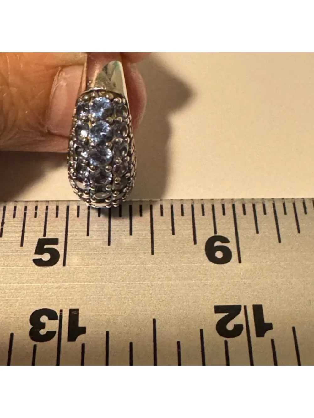Sterling Silver 925 Pale Blue Cubic Zirconia Tapered Band Ring Size 6